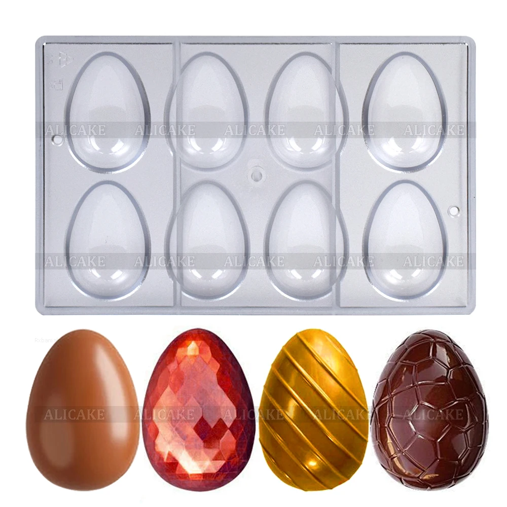 Easter Egg Polycarbonate Chocolate Bomb Mold 8 Cavity Professional for Sweetshop Bakery Confectionery Plant Baking Pastry Tools