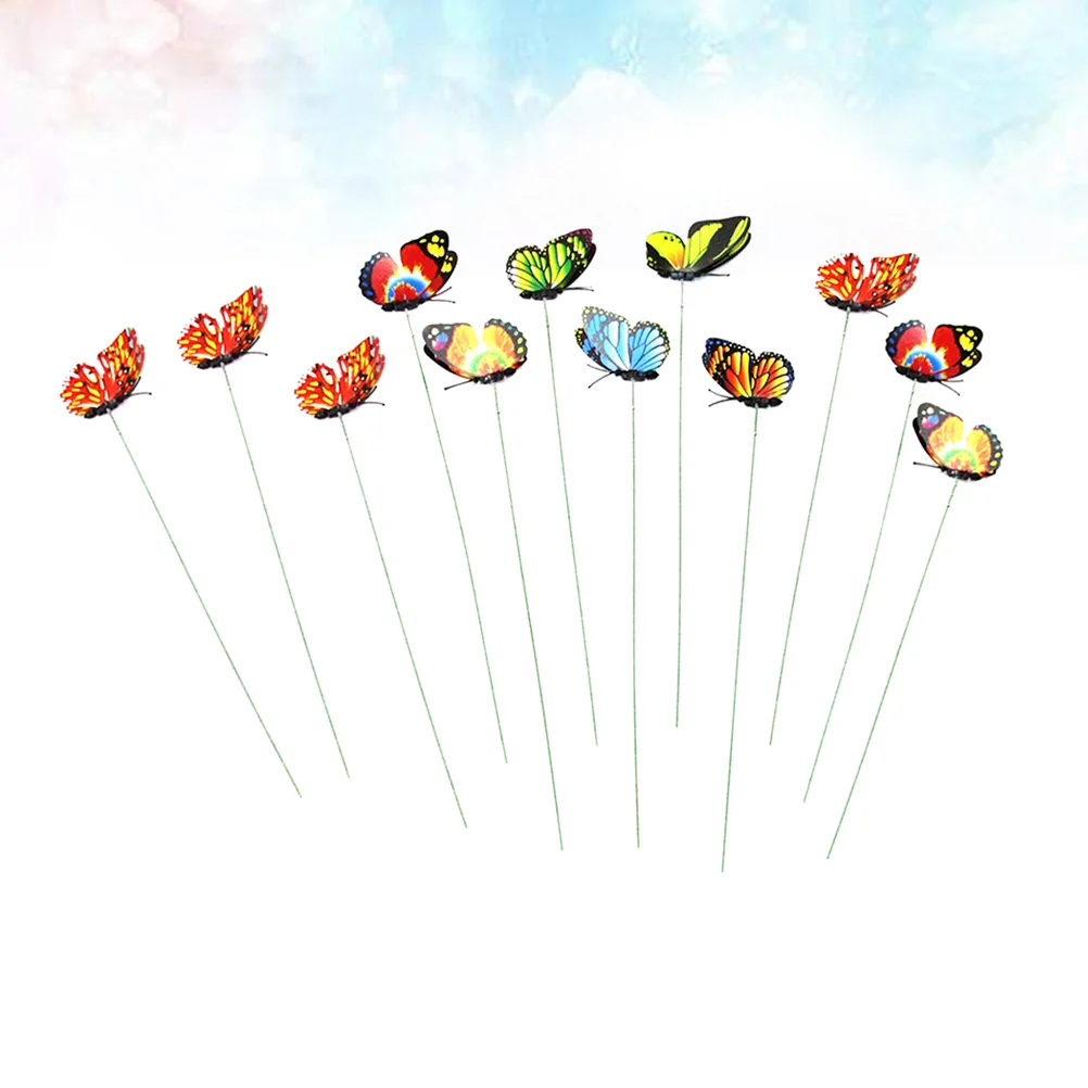 

10pcs Artificial Butterflies Pvc Decor For Home Store Garden Grassland 12Cm With Magnet Wire Clip Double-Sided Tape Stick