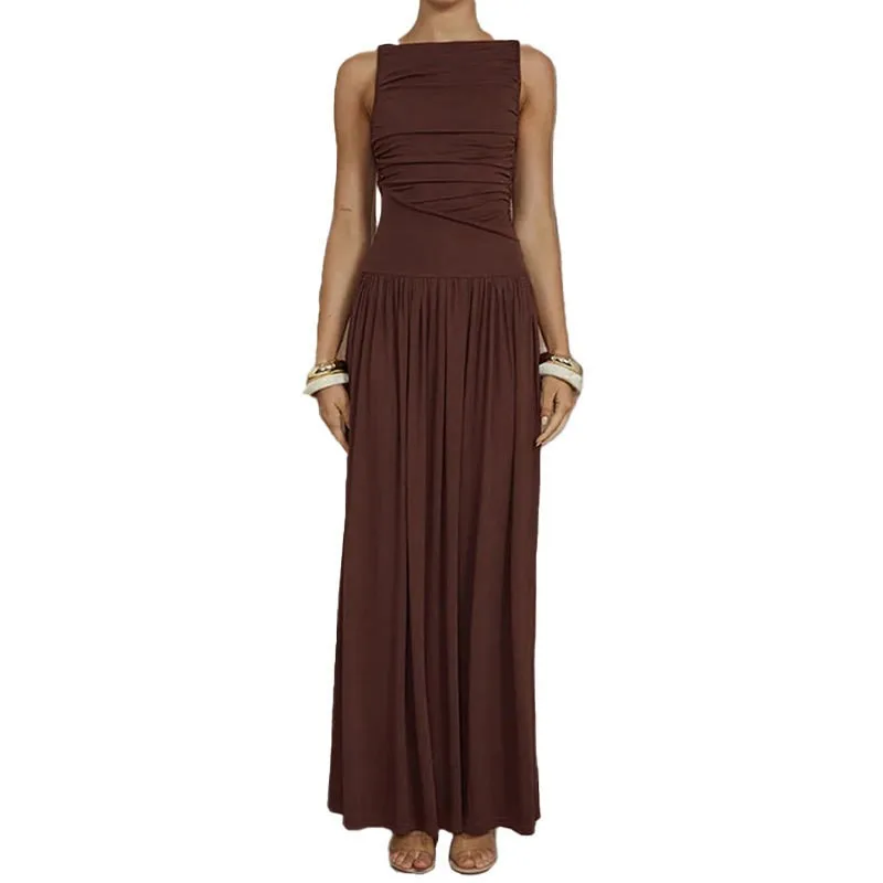 Elegant Party Dress Wedding Guest Red Wrap Front Dresses Pleated Skirt Off Shoulder Maxi Dress Square Neckline Evening Dress
