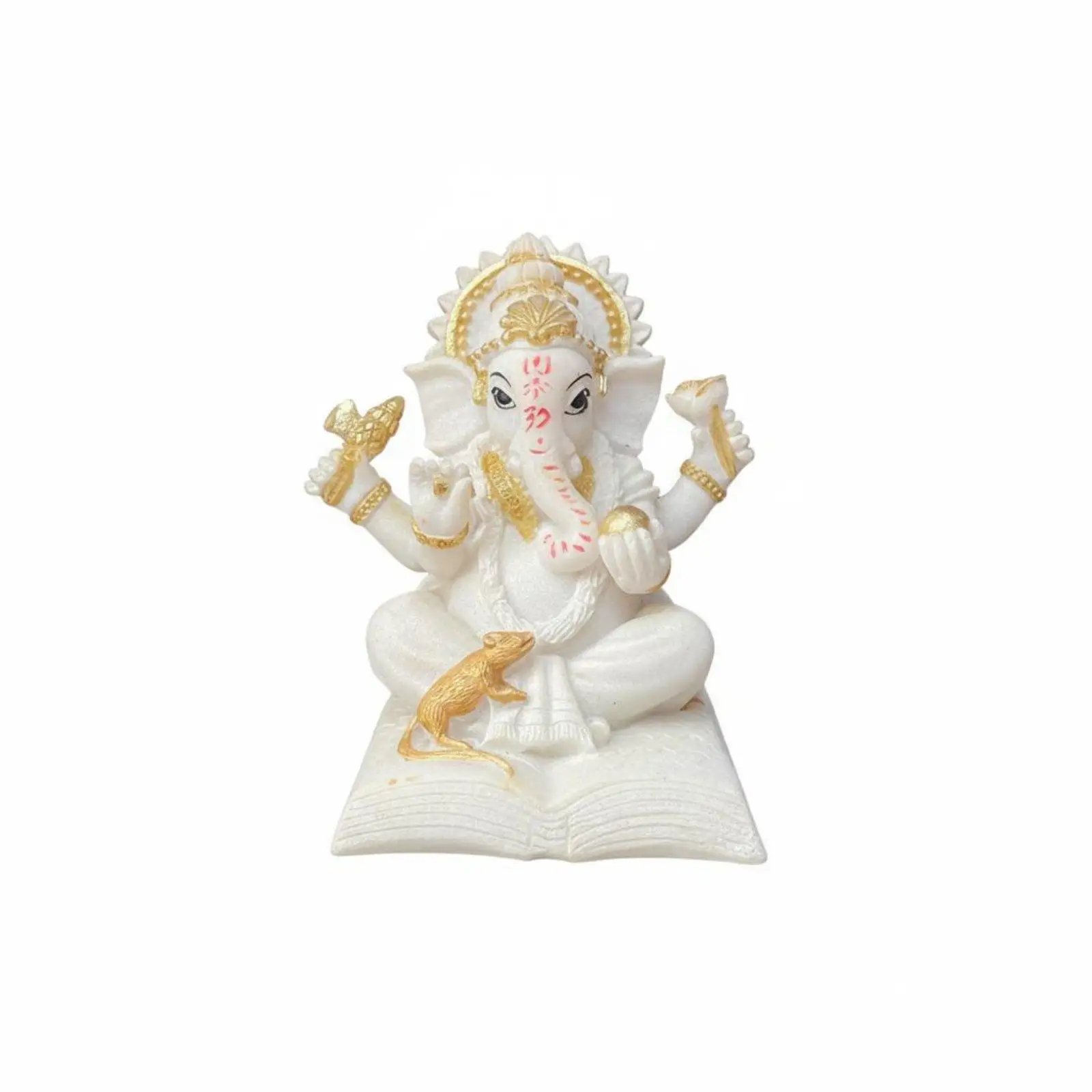 Golden Trim Resin Buddha Figurine Compact Spiritual Decor for Home Altar Office Desk Meditation Prayer Space