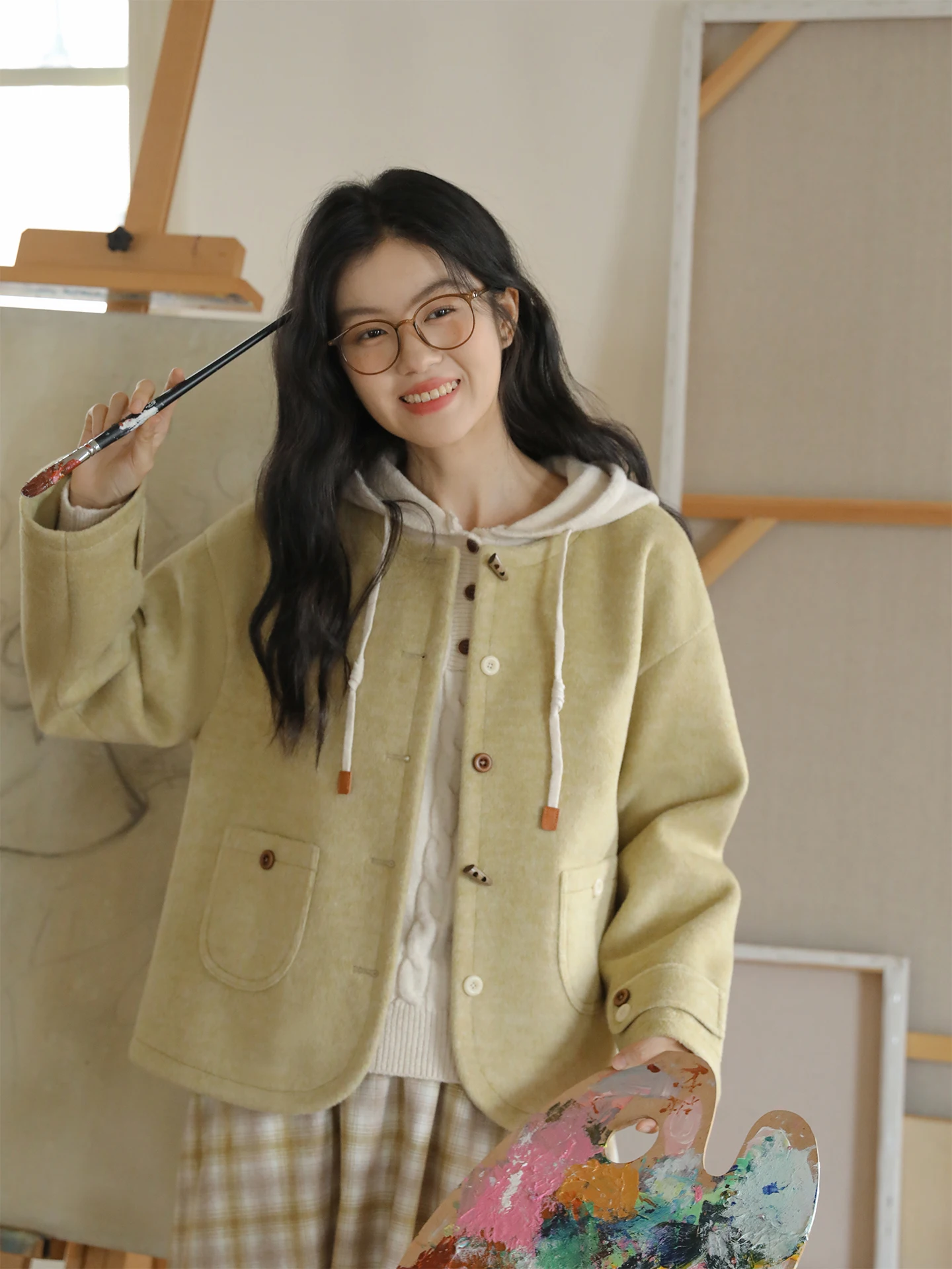 

Женское шерстяное пальто Nesoulum: свободный крой, короткий рукав, зимний ретро-дизайн, повседневная верхняя одежда, премиум-класс