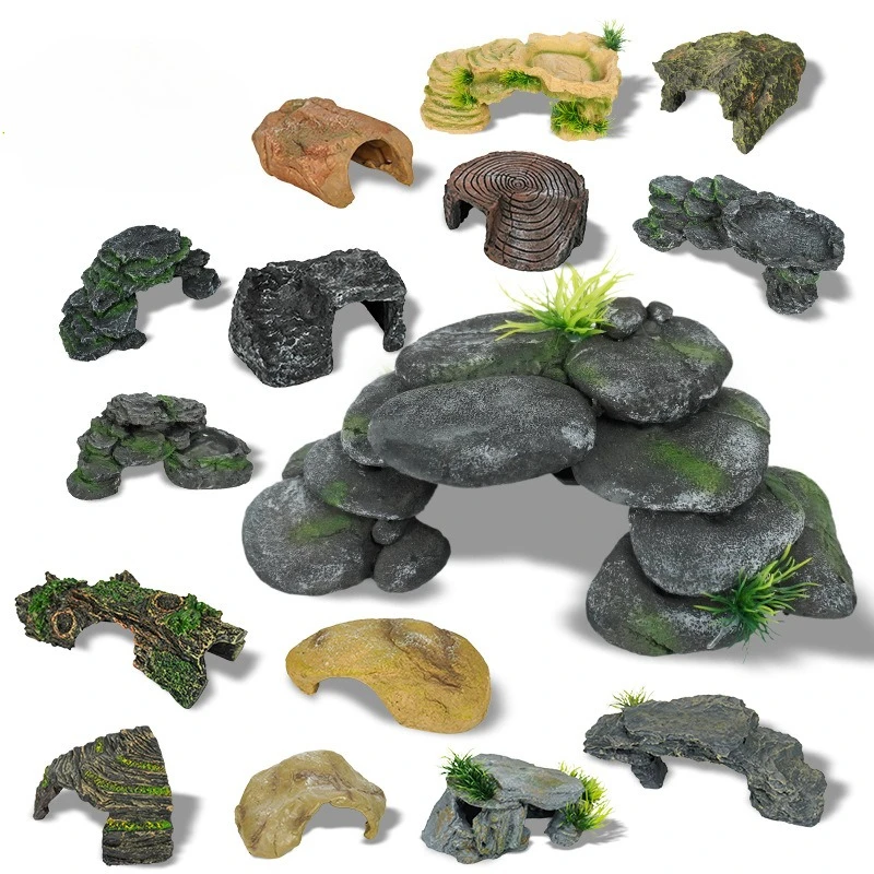 

Reptiles Turtle Hideout Fish Tank Decor Resin Stone Sundeck Gecko Resting Platform Hidden Cave Aquarium Ornaments Habitat Décor