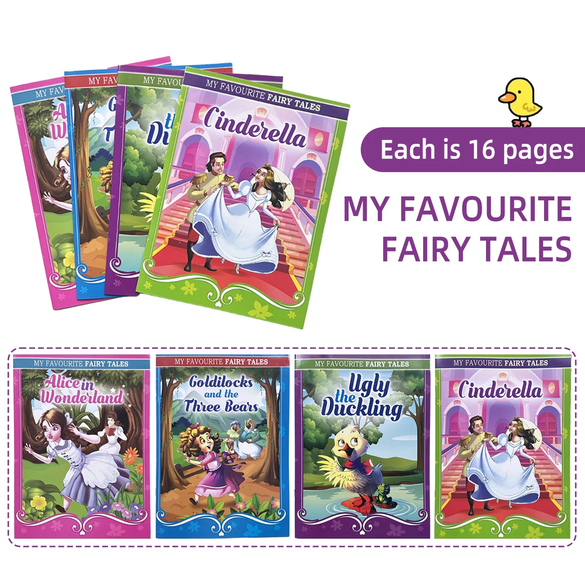 

Classic Fairy Tales A Set of Four Ugly Duckling Cinderella Bedtime Stories Color Book Storybooks for Kids Manga Gifts