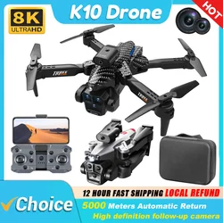 KBDFA New K10 Max Professional Aerial Photography Three Camera HD Drone Wide Angle Obstacle Avoidance RC Quadcopter Toys Gifts