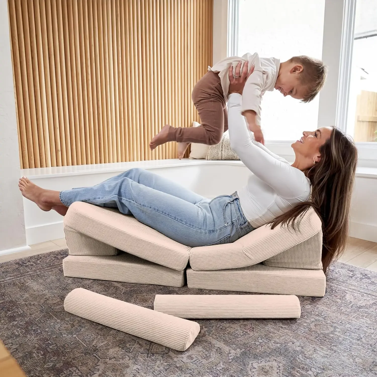 Modular Kids Play Couch for Fun Play Time or Comfy Lounging - The Perfect Toddler Sofa to Boost Creativity and Easily Bui