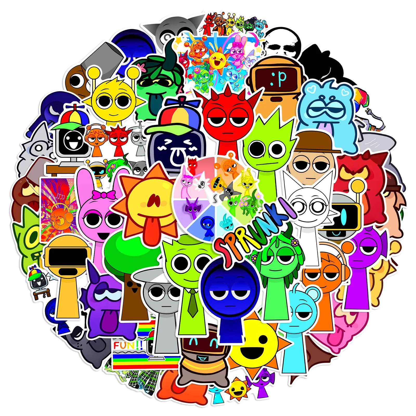 10/50 個 Incredibox Sprunki ステッカーおかしい漫画音楽ゲームステッカー子供のおもちゃデカール荷物のラップトップギター車バイクスケートボード