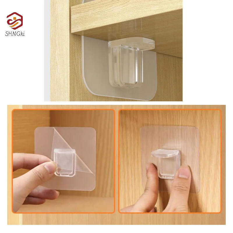 10pcs Shelf Support Adhesive Nails Free Punching Shelf Support Nails Closet Cabinet Bracket Clip Wall Mounting Strong Fixer