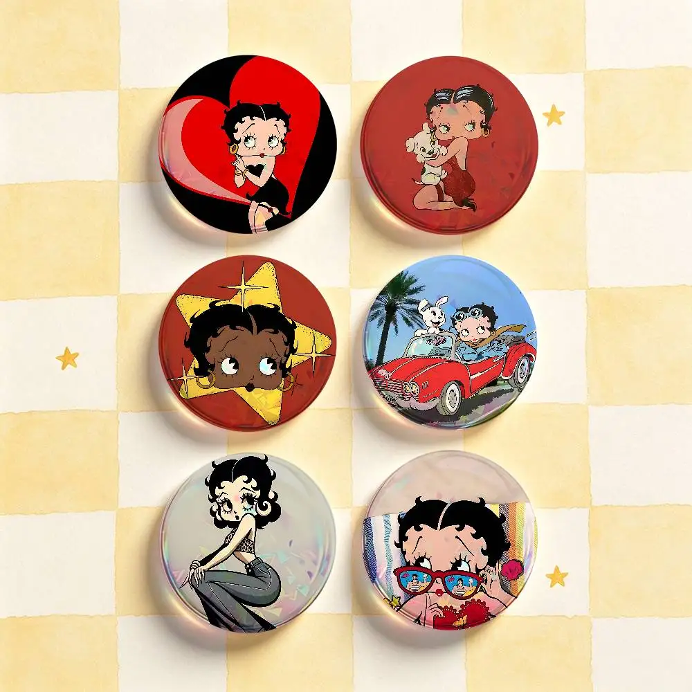 B-Betty Boop HD Print Badges Pretty Round Display Brooches IP merchandise 32mm 58mm 75mm 44mm 25mm