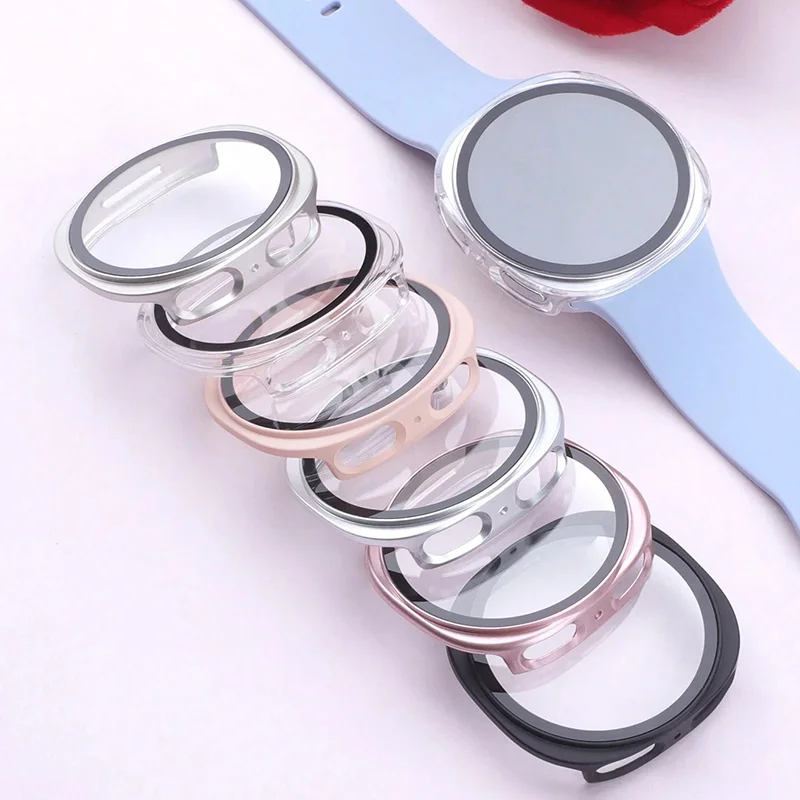 Gehärtetes Glas + Hülle für Samsung Galaxy Watch 8 44 mm 40 mm, vollständige PC-Stoßschutzabdeckung, Displayschutzfolie, Galaxy Watch 8, klassisches Zubehör
