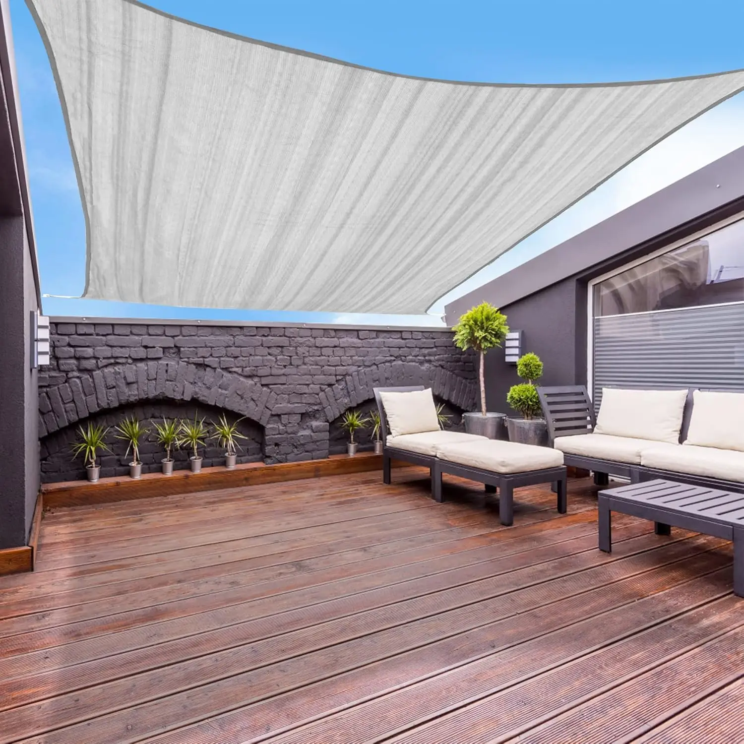 

20'x20' Sun Shade Sail Square Canopy Shade Cover for Patio Garden Outdoor Backyard, Light Grey