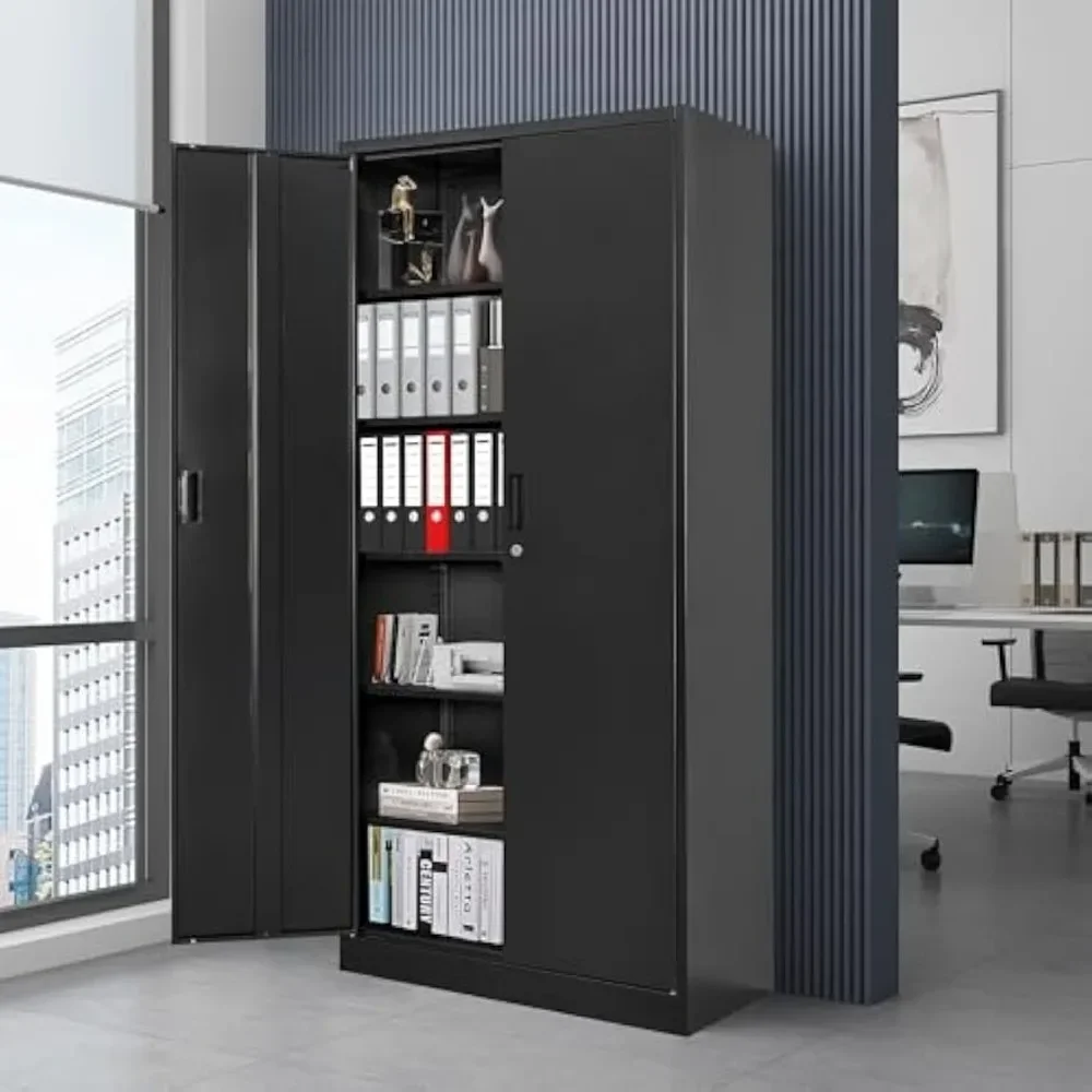 Metal Storage Cabinet 71” with 2 Doors and 5 Adjustable Shelves, Tall Cabinets Lockable, Garage Steel Locking Cabinet image 6