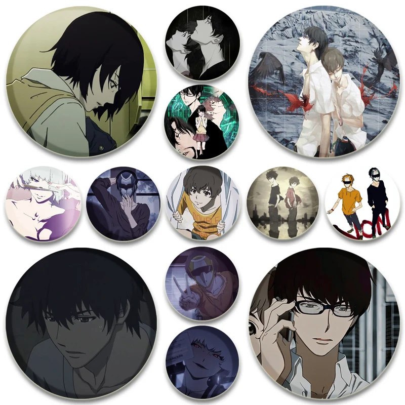 Anime Terror in Resonance Pins Round Cartoon Badge Handmade Tinplate Brooches Breastpin for Backpack Clothes Gift Accessory