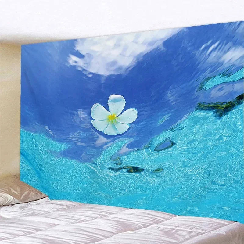 Sunshine green tree beach pattern tapestry bedroom wall background cloth living room bedroom home decoration hanging cloth