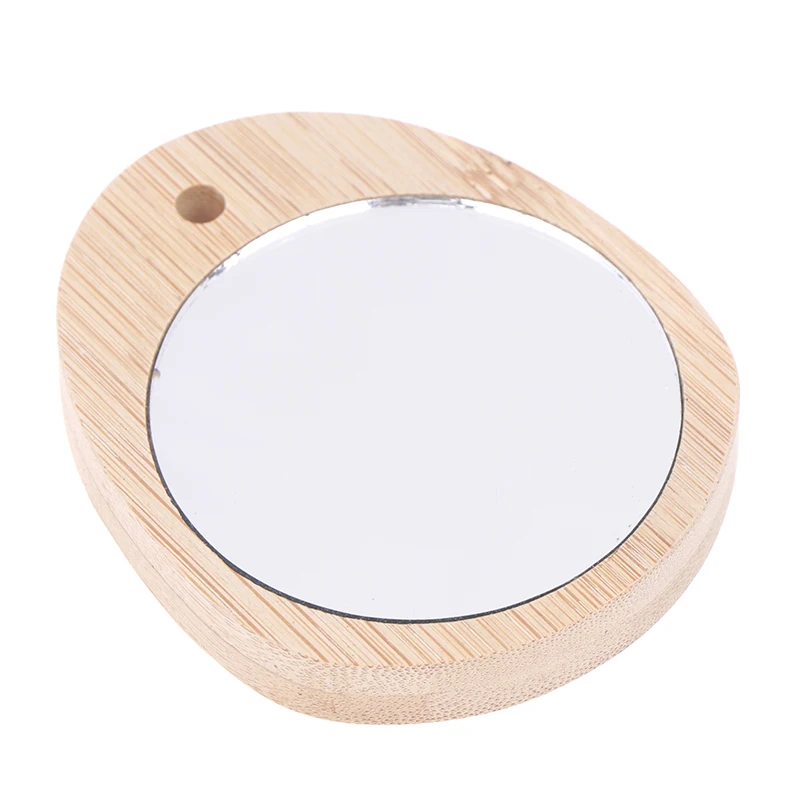 1Pc Bathroom Mini Wooden Makeup Mirror Portable Small Mirror Student Makeup Mirror Women Cosmetic Mirror