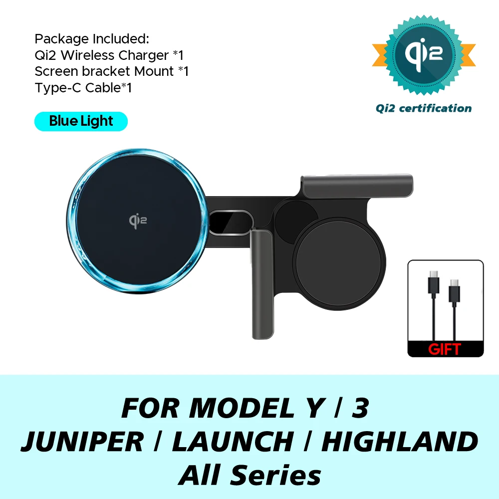Auto telefoonhouder 15W compatibel met MagSafe magnetische draadloze oplader voor Tesla Model Y lancering 2026 Model 3 HIGHLAND BYD