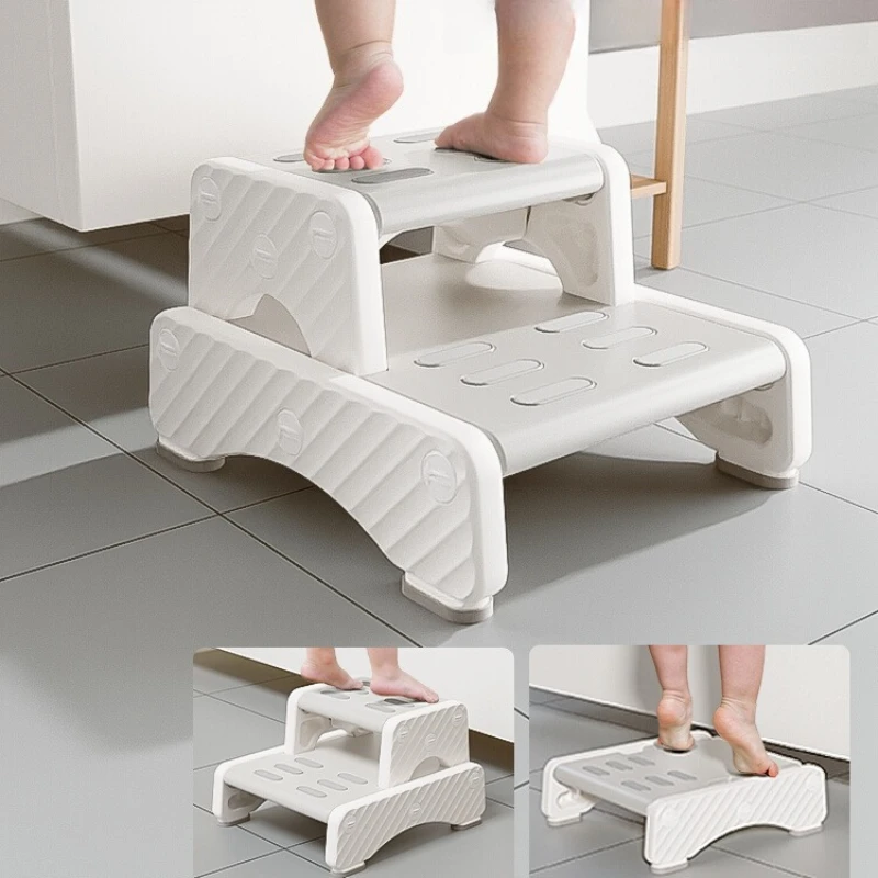 

‌Double-Layer Bathroom Safety Step Stool,Extra Wide Anti-Slip Surface,Heavy Duty Vanity Footrest,Height Adjustment Platform‌