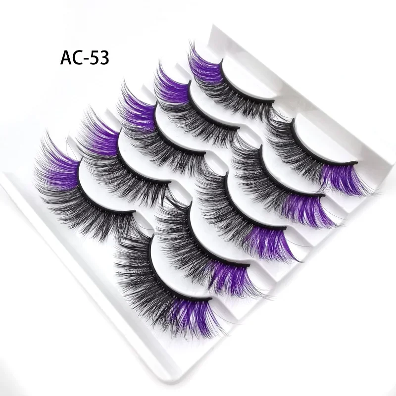 3D Faux Mink Ombre Colored Eyelashes for Doll Artificial Rainbow Color Lashes Bulk False Cilia for Cosplay Makeup