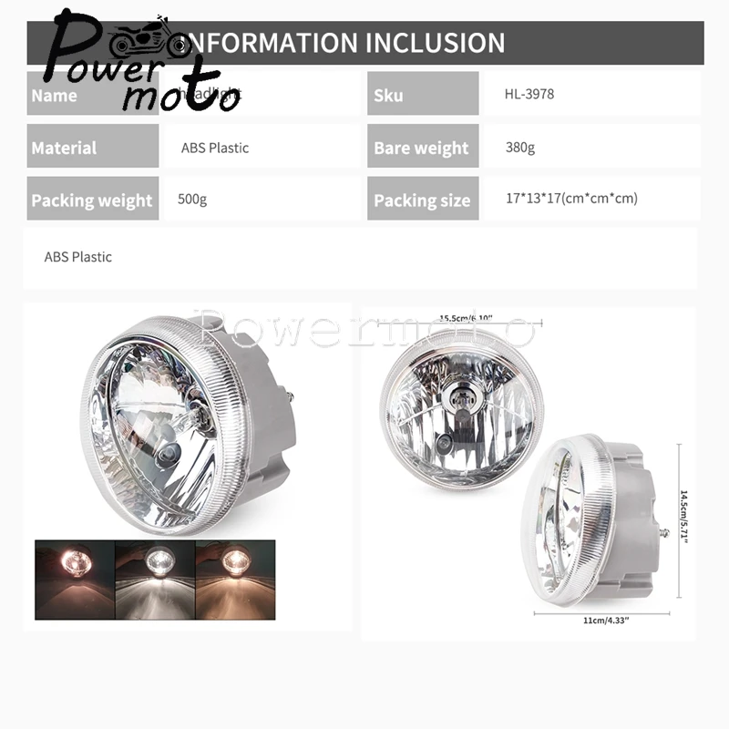 For LX 150 125 LX150 LX125 Motorcycle 12V 35W Clear Glass Headlight  High / Low Beam LED Round Front Head Lamp HS1 Socket P43T