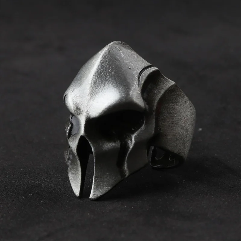Simple Niche Retro Trend Helmet Skull Ring Personalized Open Spartan Warrior Mask Men's Ring Trend Accessories Jewelry Wholesale