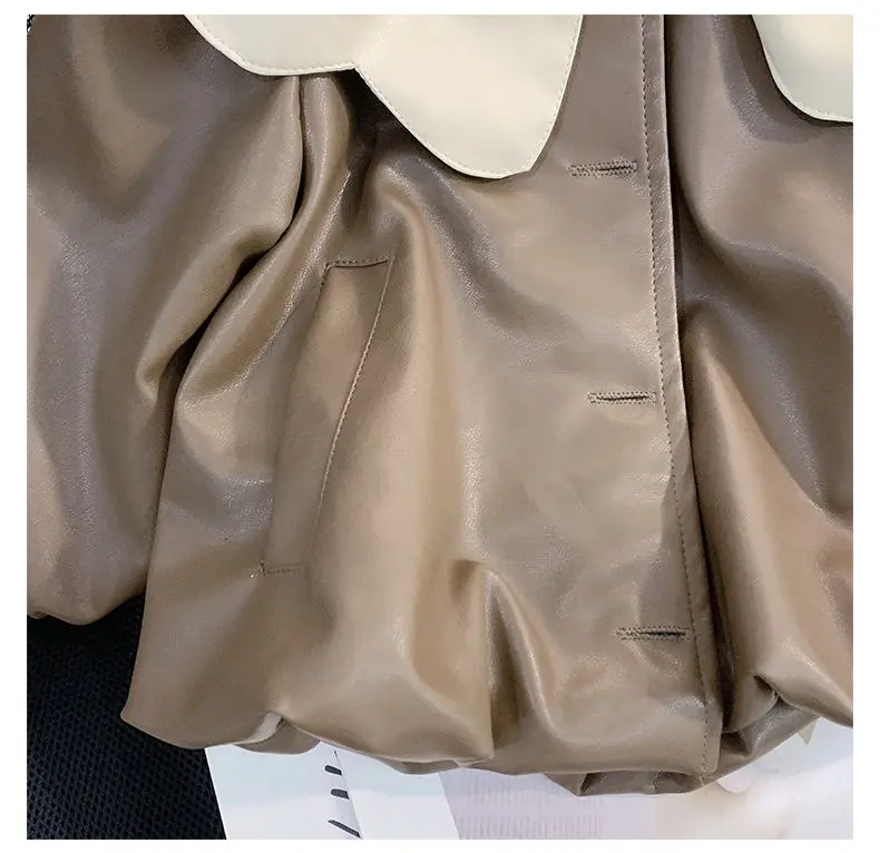 Baby Girls Coats Leather Jacket Fashion Turn-down Collar 2024 Autumn New Korean Style Childrens Fur Coats Clothe