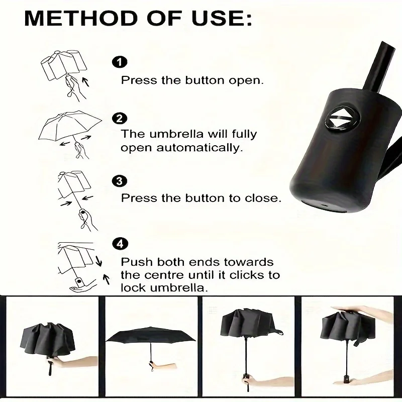 Heavy Duty Travel Umbrella with Automatic UV Protection - Windproof and Waterproof