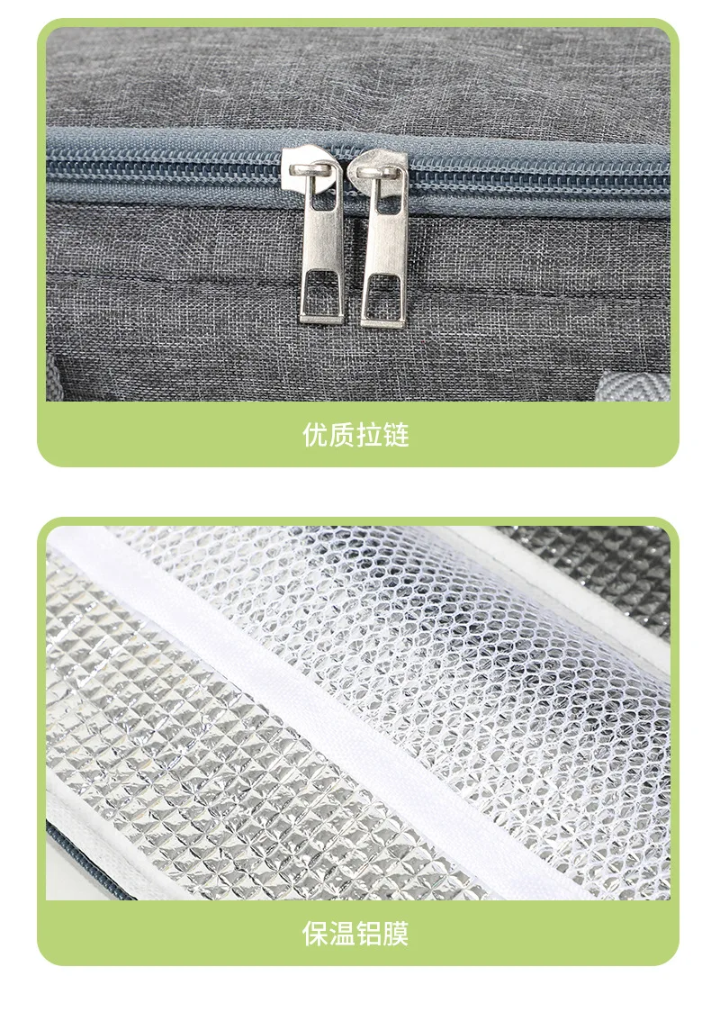 Lunchtasche mit Schultergurt, Griff, Kühltasche für Damen, tragbare Lebensmitteltasche für Arbeit, Studenten, Thermo-Lunchbox, Kühlschranktasche – Detail 33