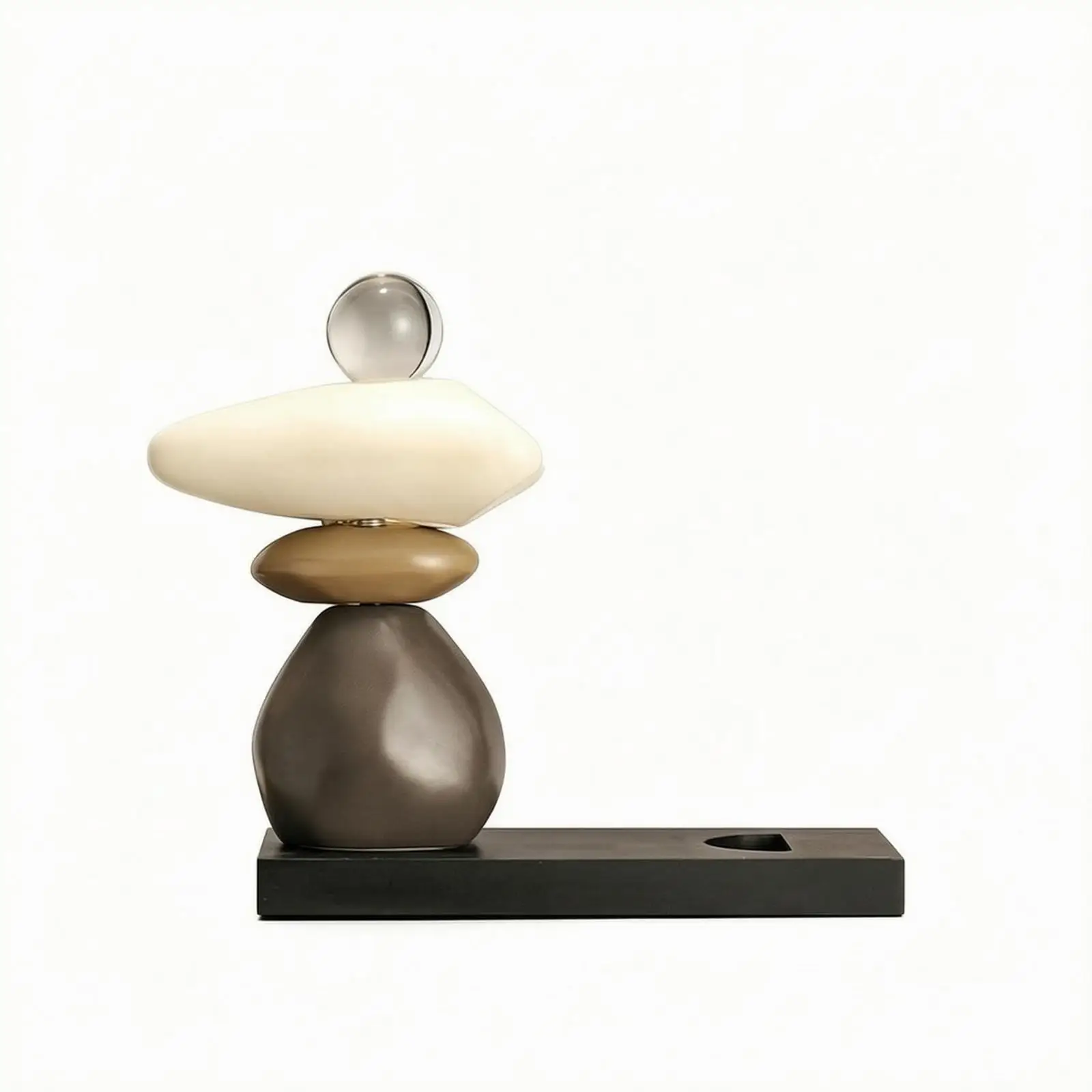 Modern Ceramic Wine Rack Rotating Sculpture Artistic Table Decor Neutral Tone Abstract Ornament for Entryway Console TV Cabinet
