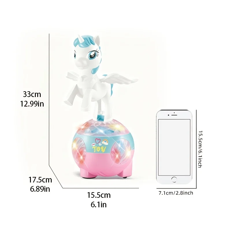 Giocattolo con unicorno danzante, giocattolo musicale leggero rotante, regalo di compleanno per bambini, giocattolo per ragazze dai 3 anni in su