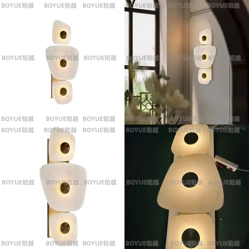 for Nordic Light Luxury Natural Marble Wall Lamp Creative Designer Living Room Bedroom Bedside Hotel Aisle Modeling Lighting