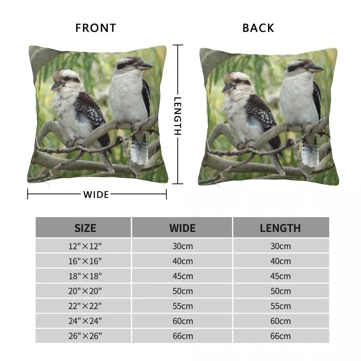 Kookaburra Sits In Gum Tree Square Pillowcase Polyester Linen Velvet Printed Zip Decorative Pillow Case Sofa Cushion Cover