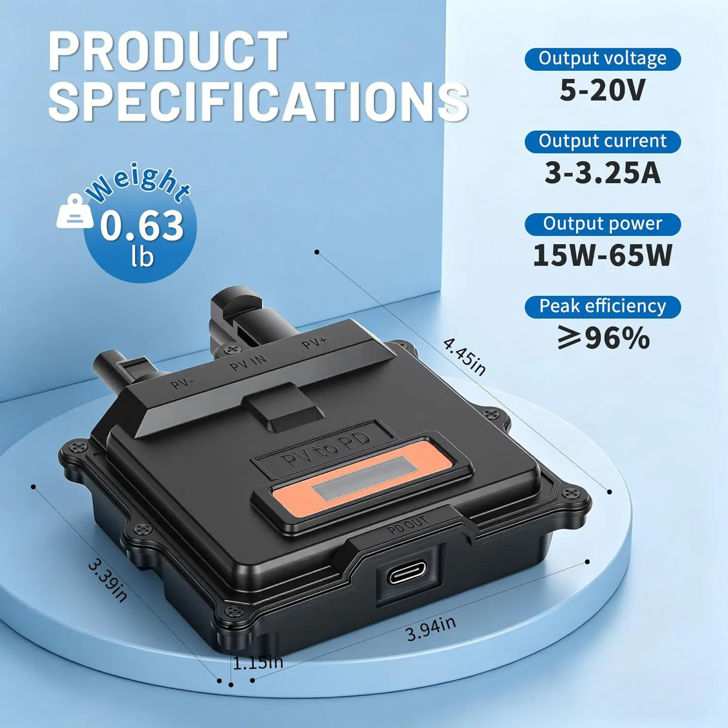 MPPT 65W Solar PD Charger USB C Solar Controller for Apple iPhone iPad Tablet Outdoor Camping Sun Power