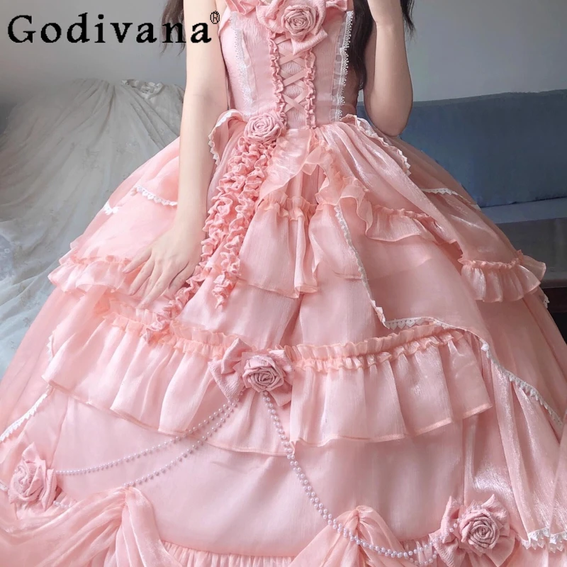 الوردي لوليتا فستان الزفاف المرأة الجديدة الراقية ثوب مسائي فستان يوم الطالب حفل الكبار لوليتا الأميرة فستان حلو