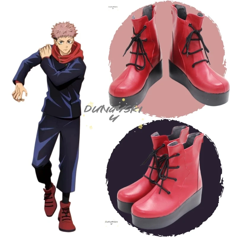 

Anime Yuji Itadori Cosplay Shoes Red PU Leather Shoes Halloween Carnival Boots Cosplay Props Custom Made
