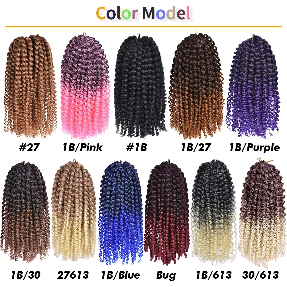 Afro Kinky Twist Crochet Hair Synthetic Curly Omber Marley Braids Braiding Hair Extensions For Black Women 8-12inch Lizzy Hair