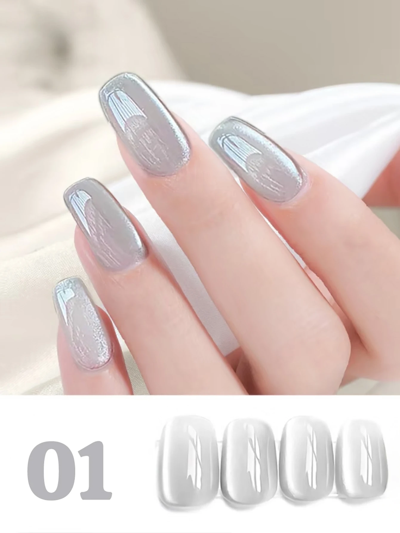 1-12pcs ZH Winter Spring Nails New Year Nails Ice Transparent Pink Blue White Glass Bead Cat's Eye Gel Nail Polish