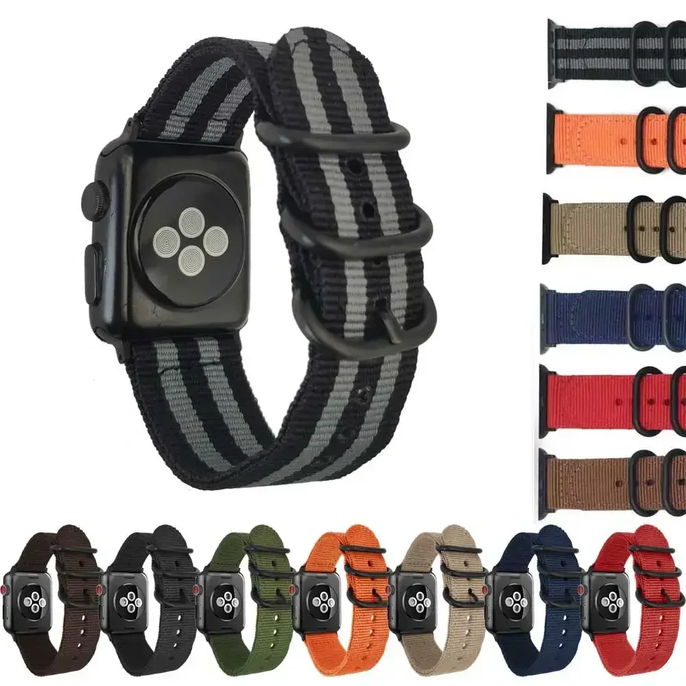 Nylon Strap For Apple Watch Band 9 8 7 SE 6 5 4 Ultra 49MM 40MM 44MM 45MM 41MM Accessorie bracelet for iWatch serie 3 38MM 42MM