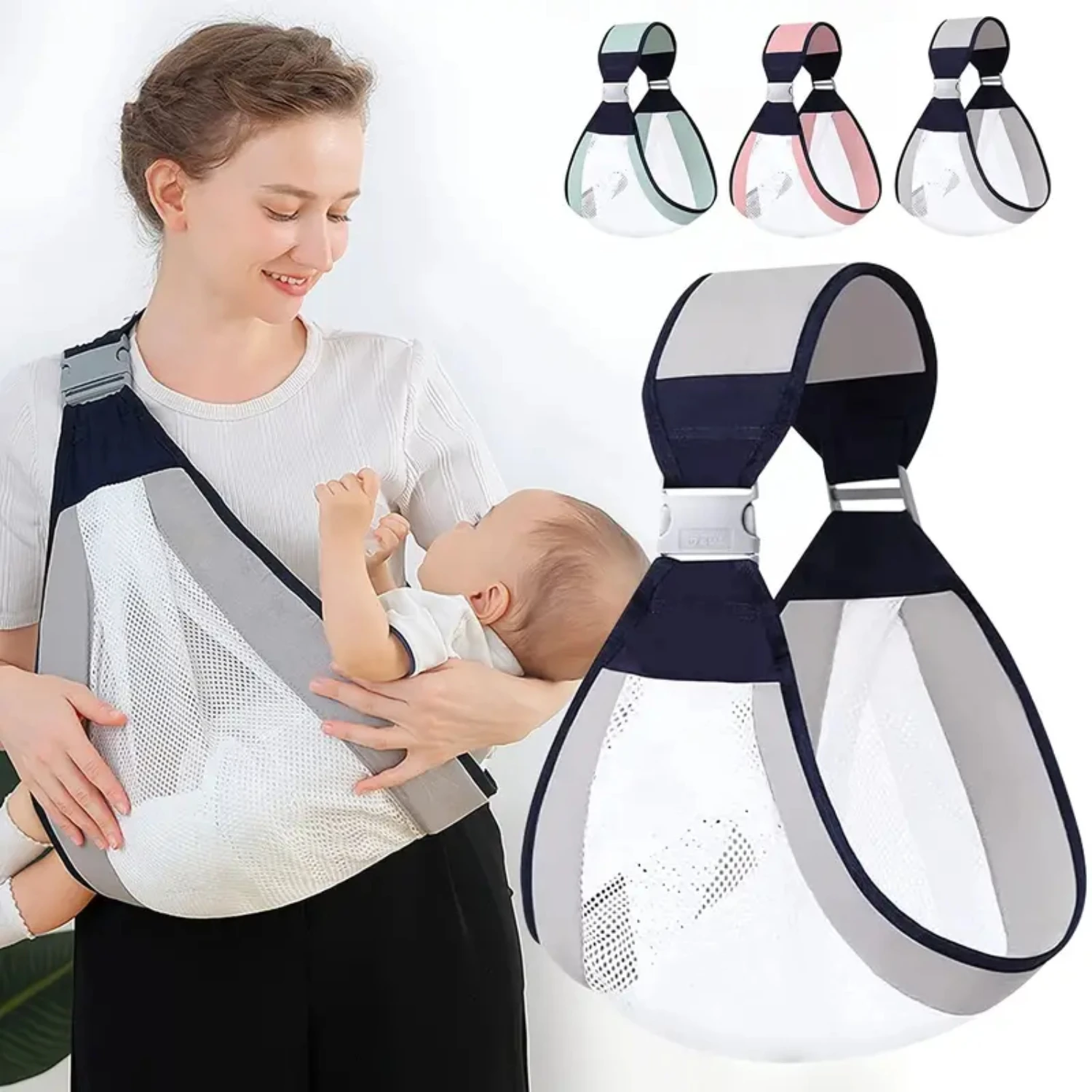 Comfortable, Adjustable Natural Cotton Baby Sling Carrier - Ideal for Newborns to Toddlers Under 45lbs - Breathable Half Wrap Hi