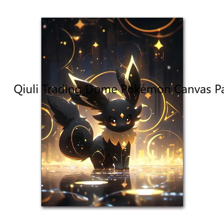 Anime Pokemon Canvas Artwork Starry Sky Eevee Painting Wall Stickers Modern Home Gifts Kid Cartoon Character Picture Decorative