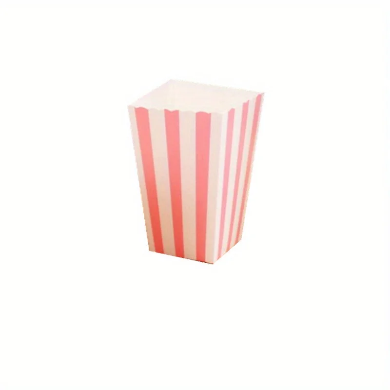 12pcs/pack, Pink Paper Popcorn Boxes, Striped Polka Dot Candy Box For Party Favor Great For Home Movie Theater Carnival view 6