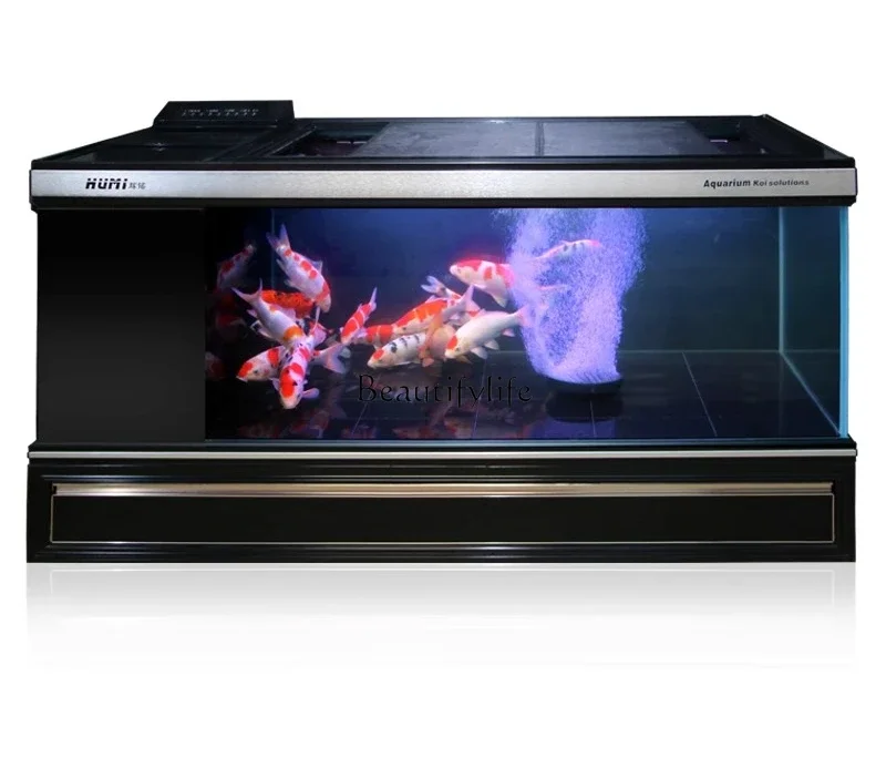 

Z.Fish tank Koi pond Large ultra-white goldfish bottom filter fish tank aquarium living room