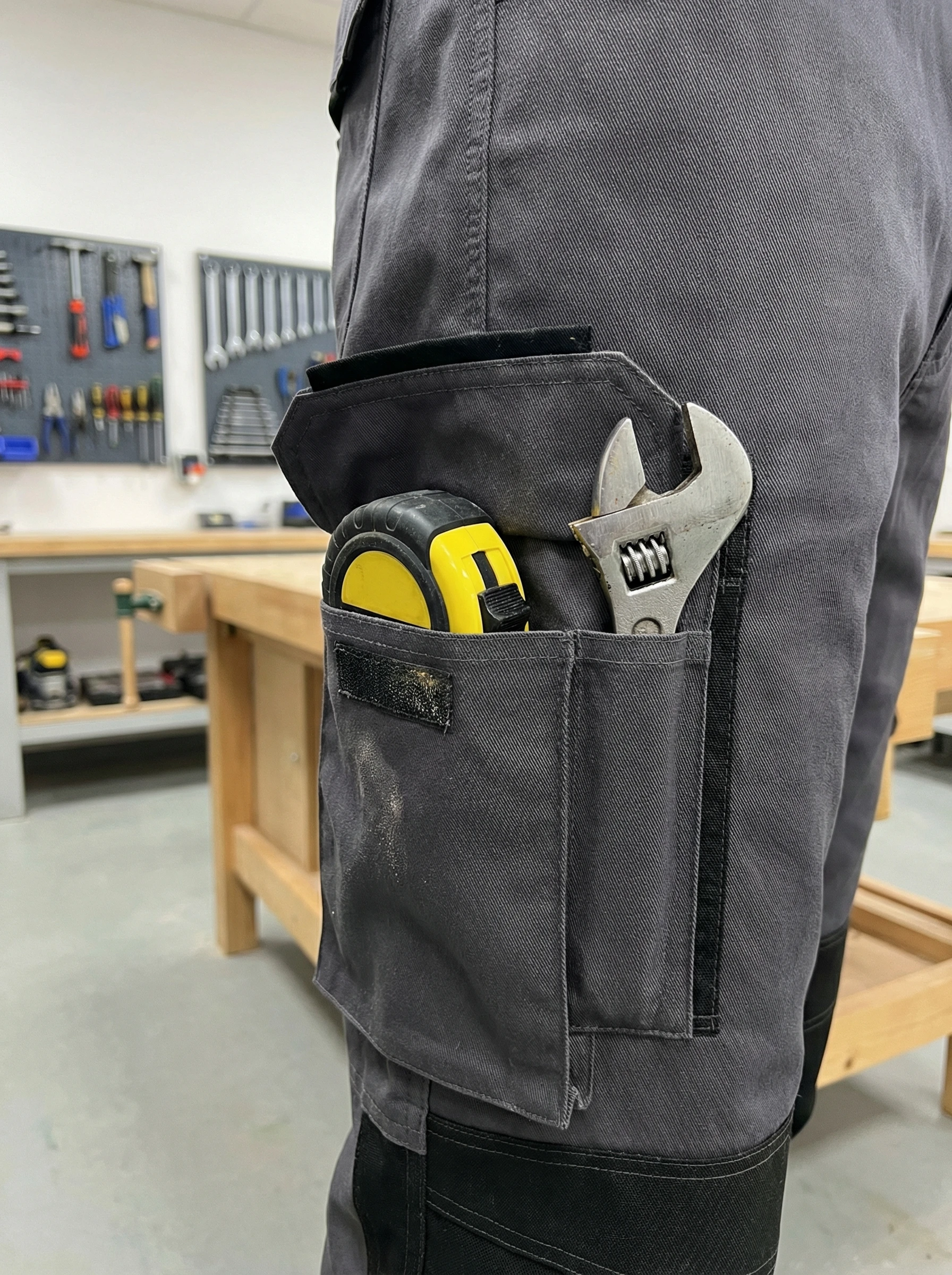 Herren-Arbeitshosen für Schwere Beanspruchung, Nicht-Dehnbare Arbeitshosen mit Multifunktions-Taschen, Strukturierte Passform, Ideal für Bauarbeiten – Detail 2