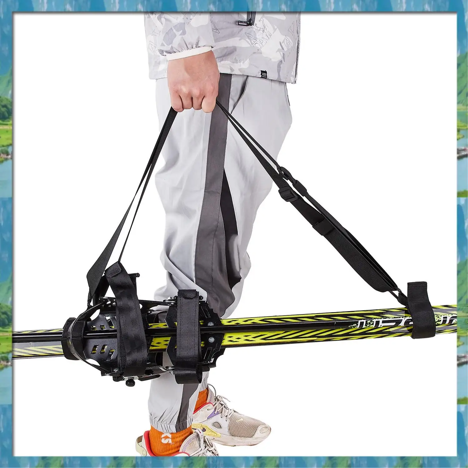 

【Supernew】Ski Shoulder Strap Adjustable Ski Backpack Carrier Ski Carry Sling Strap For Men Women And Kids