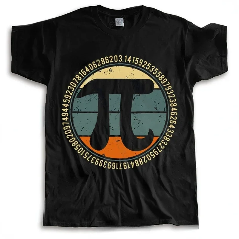 Vintage Retro Pi Tshirt Men Pure Urban T-shirt Short Sleeved Algebra Math Teacher Tee Tops Clothing Gift for Day Crewneck 2024