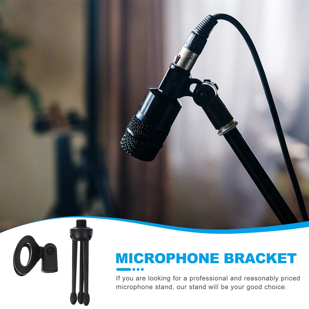 

2pcs Black Microphone Tripod Stands Desk Mount Mini Holder Clip Streaming Durable Foldable Stable Base Audio Accessory