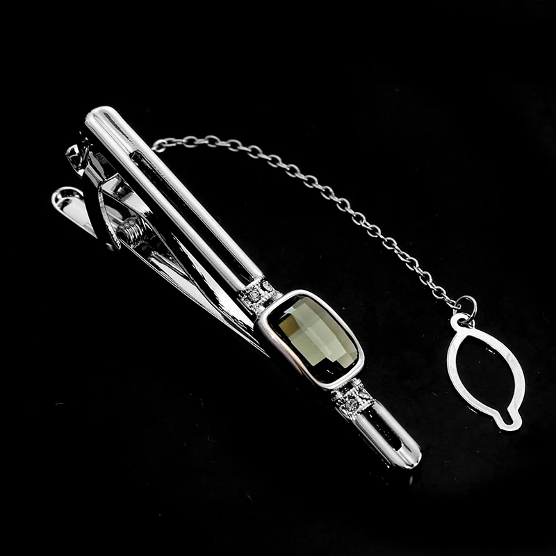 High-grade crystal men\'s fashion tie clip temperament star street shot trend personality tie accessories collar clip