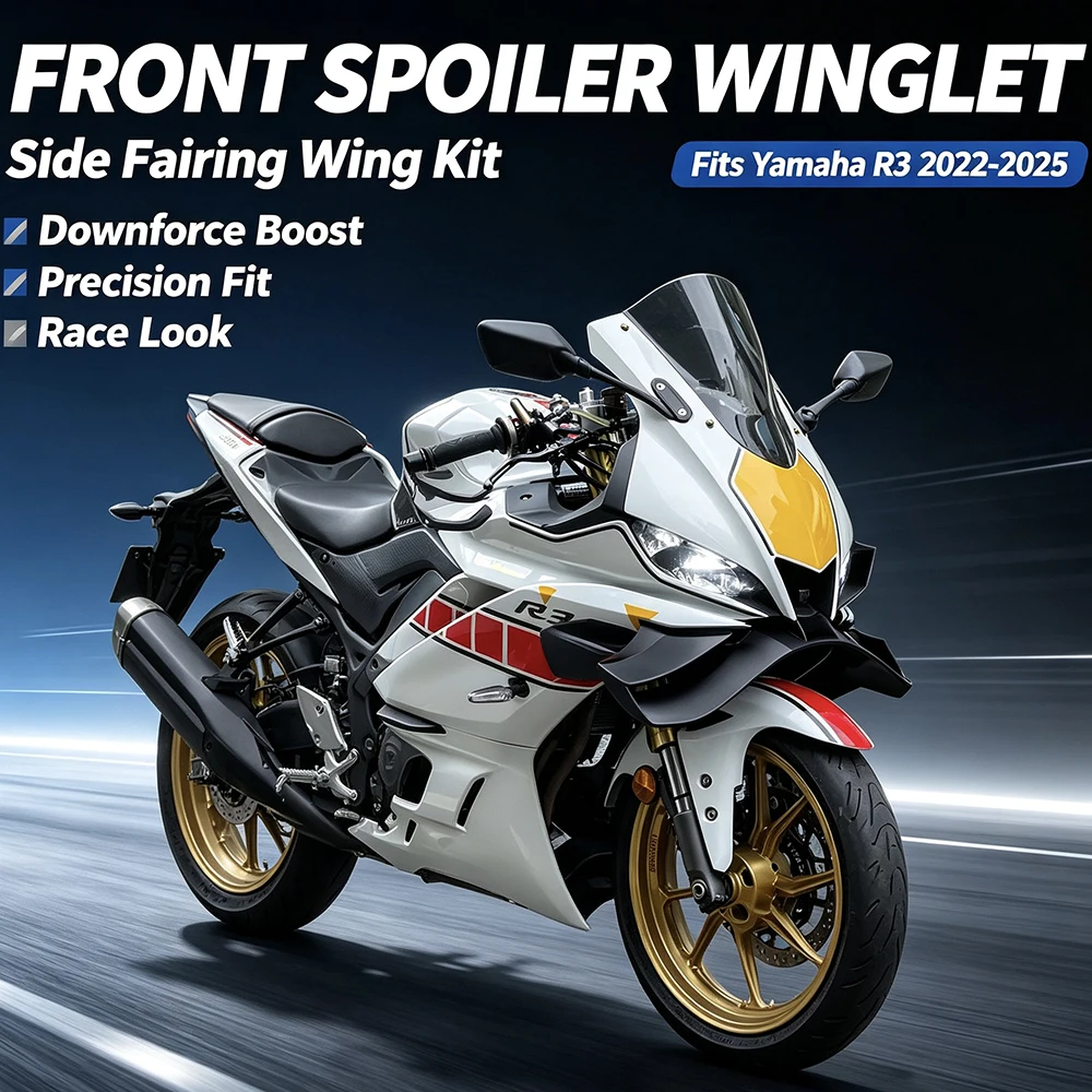 For YAMAHA R3 2022 2023 2024 2025 Front Spoiler Lower Spoiler Lower Lip GP Wing Downforce Naked Frontal Spoilers