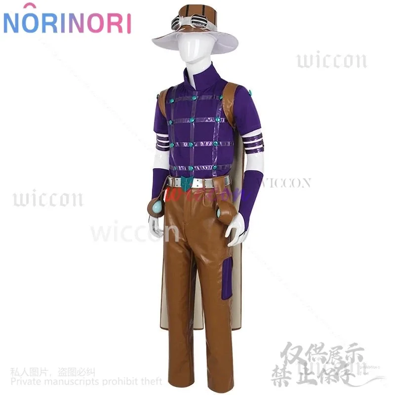 Sbr Cosplay Anime Jojo Cosplay NEW Costume Gyro Zeppli Sexy Pu Pants Purple Tights Racewear Suits Cape Hat Wigs Props Customized