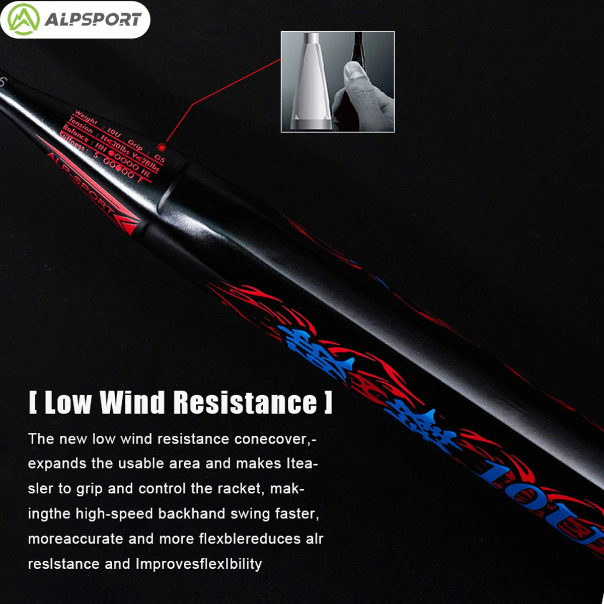 Alpsport PF Pro 10U 초경량 52g T800 배드민턴 라켓 빠른 리바운드 수입 최대 무게 38파운드 100% 프로 카본 파이버 + 티타늄 라켓 중급 및 상급 아마추어