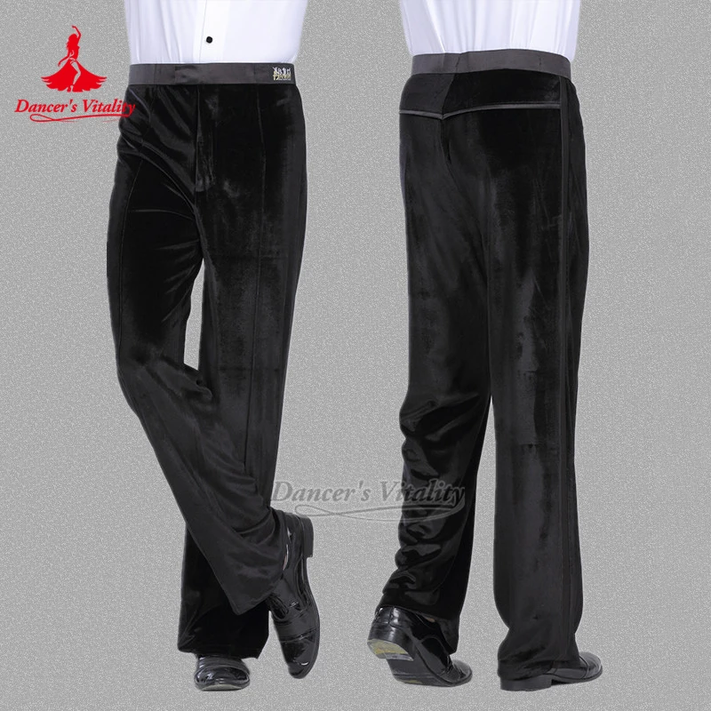 

Мужские бархатные брюки прямого кроя для латиноамериканских танцев, профессиональная одежда для тренировок и соревнований по бальным танцам для взрослых