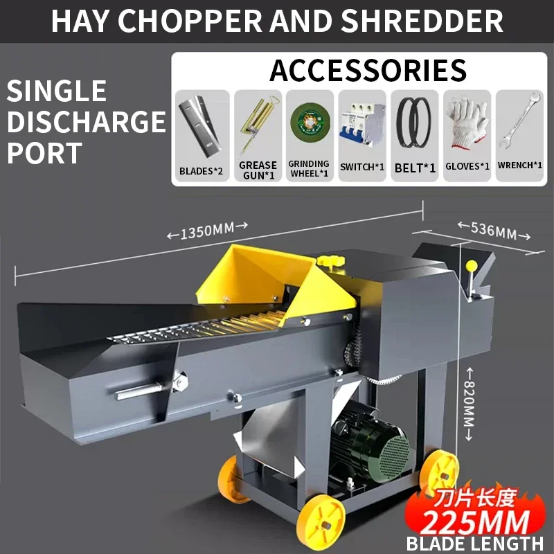 Hay Chopper and Shredder Small-Scale Home-Use Feed Processing for Cattle and Sheep Farming; All-in-One Machine (Customized)
